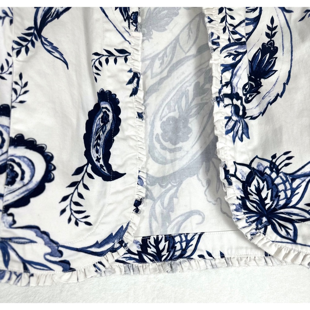 Chico's Cotton Paisley Jacket Blazer Size 1 (M) Blue White Coastal Quiet Luxury - Picture 6 of 10